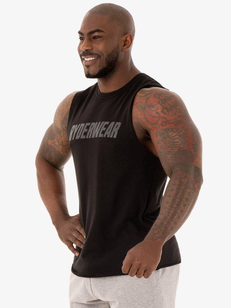 Black Ryderwear Men Tanks Flex Fleece Tank Men's Tanks | AU1099PQ