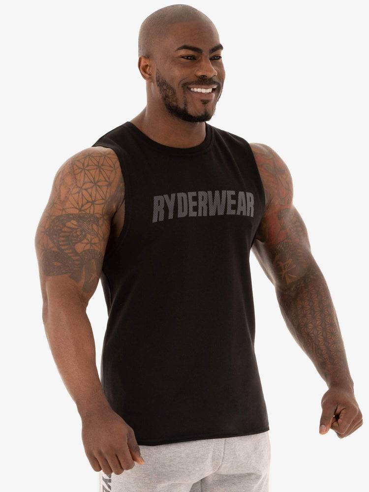 Black Ryderwear Men Tanks Flex Fleece Tank Men's Tanks | AU1099PQ