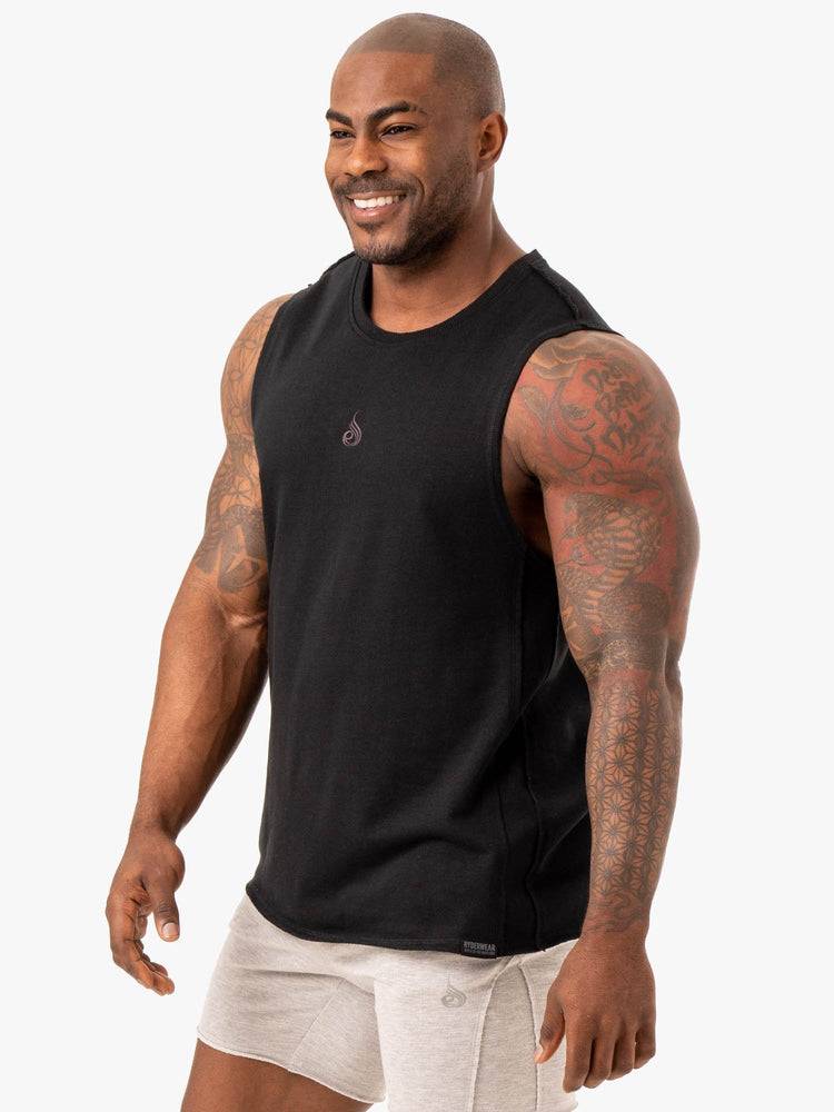 Black Ryderwear Men Tanks Force Fleece Tank Men's Tanks | AU1112VD