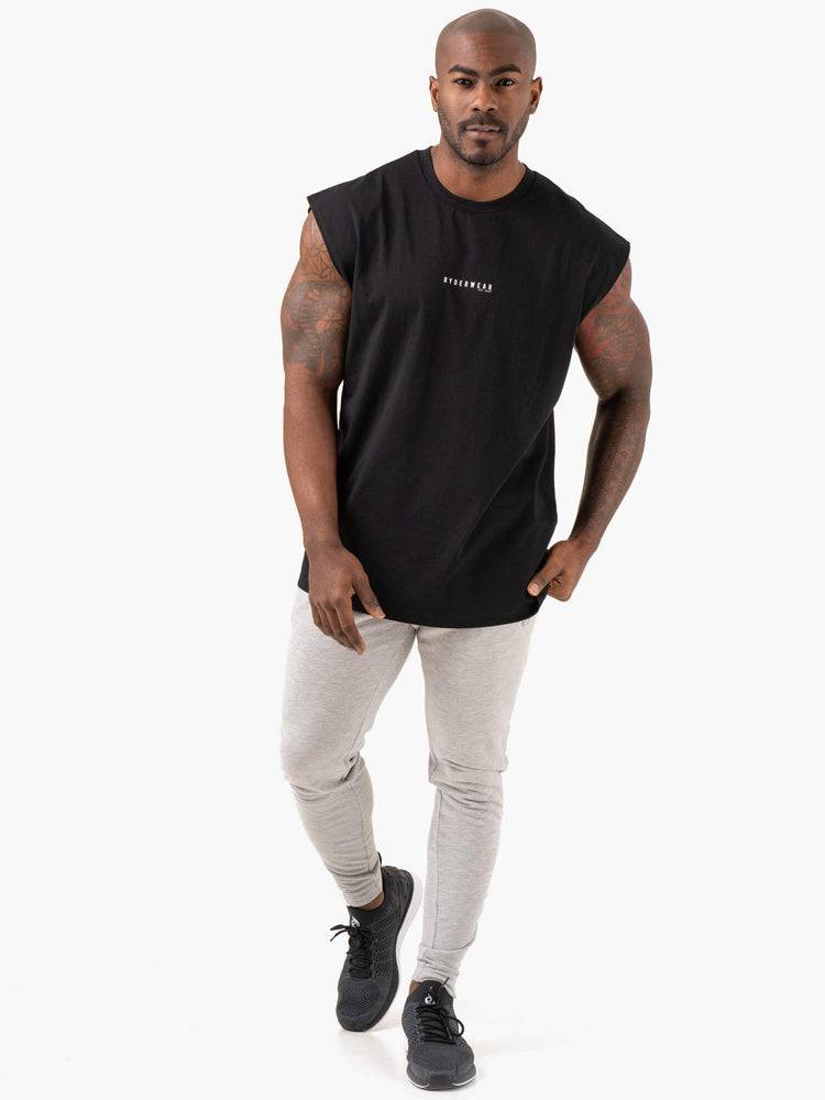 Black Ryderwear Men Tanks Pursuit Wide Cut Tank Men's Tanks | AU1166NB