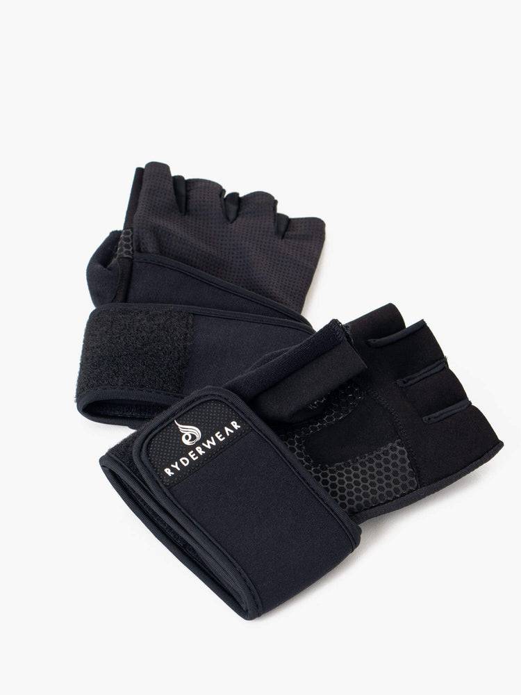 Black Ryderwear Women Gloves Wrap Lifting Women's Gloves | AU3128IS