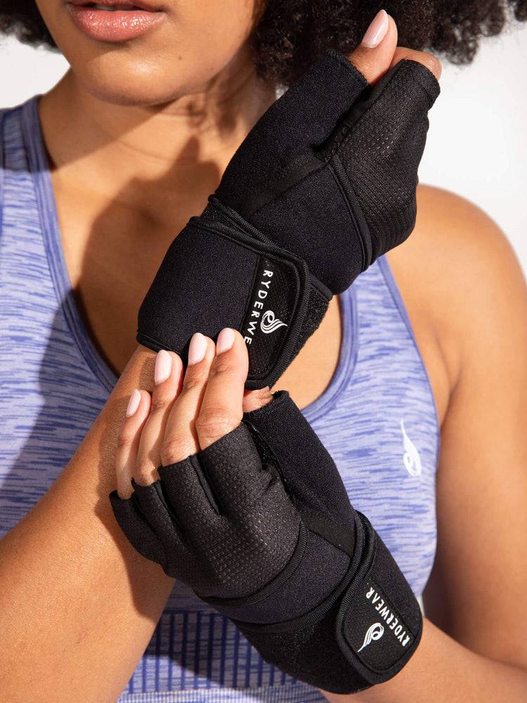 Black Ryderwear Women Gloves Wrap Lifting Women's Gloves | AU3128IS