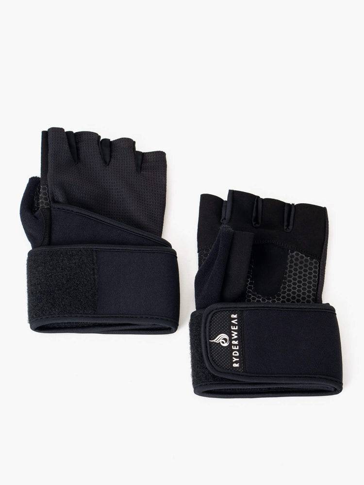 Black Ryderwear Women Gloves Wrap Lifting Women's Gloves | AU3128IS