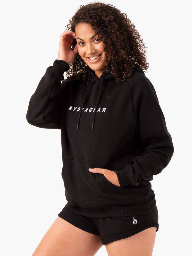 Black Ryderwear Women Hoodie Off Duty Fleece Women's Hoodie | AU1672AP