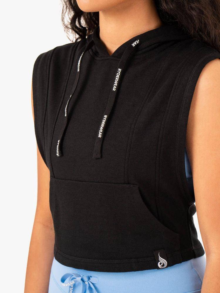 Black Ryderwear Women Hoodie Replay Sleeveless Women's Hoodie | AU1689WY