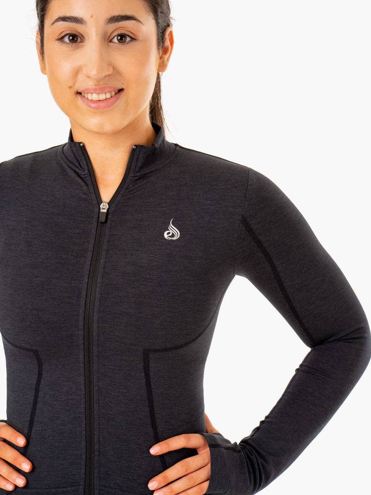 Black Ryderwear Women Jackets Enhance Seamless Zip Up Women's Jackets | AU1710VD