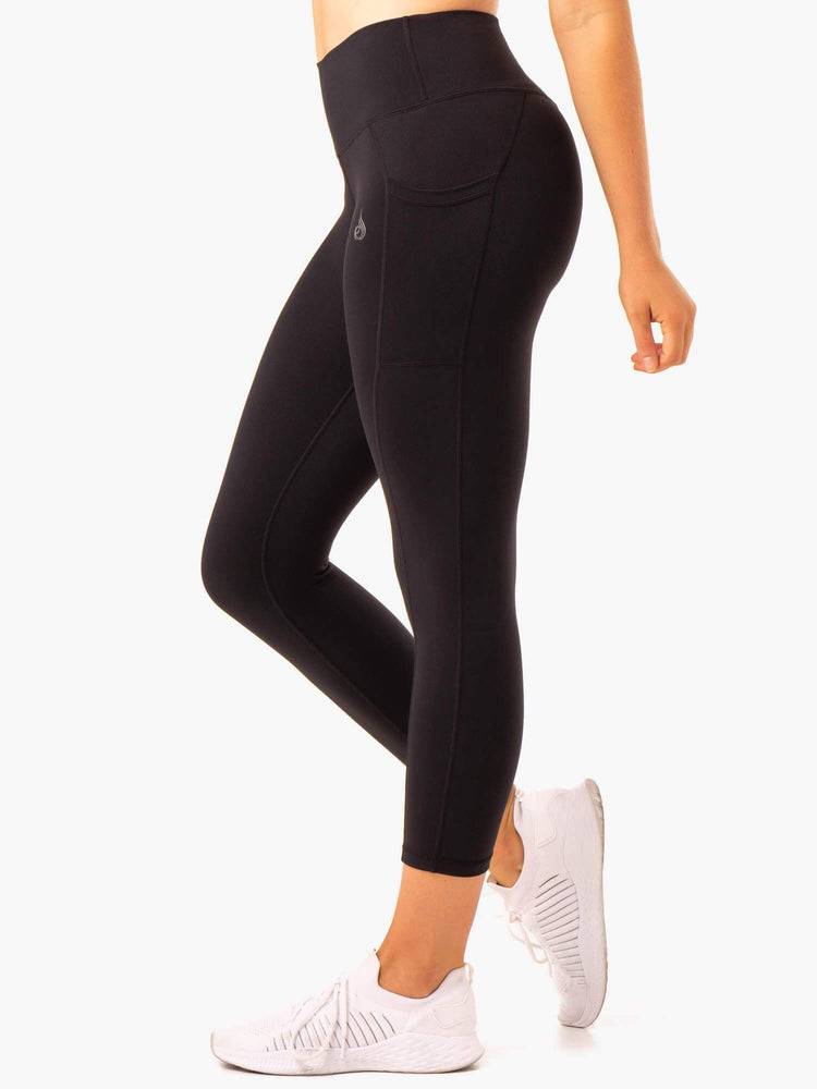 Black Ryderwear Women Leggings Action High Waisted 7/8 Pocket Women's Leggings | AU1880AP