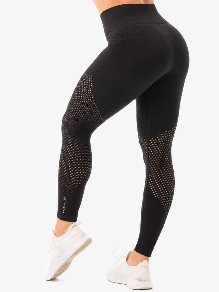 Black Ryderwear Women Leggings Geo Seamless High Waisted Women's Leggings | AU1748OR