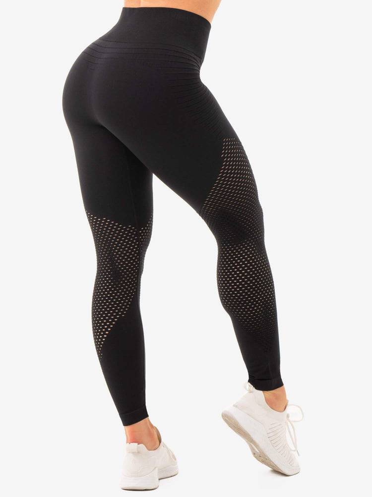 Black Ryderwear Women Leggings Geo Seamless High Waisted Women's Leggings | AU1748OR