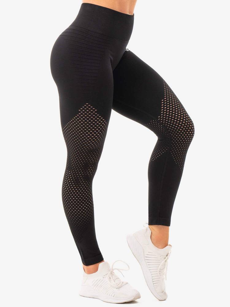 Black Ryderwear Women Leggings Geo Seamless High Waisted Women's Leggings | AU1748OR