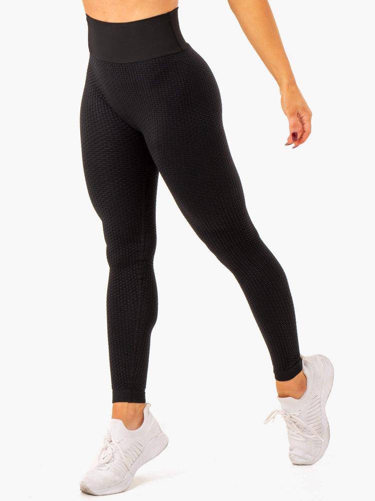 Black Ryderwear Women Leggings Honeycomb Scrunch Seamless Women's Leggings | AU1760XF