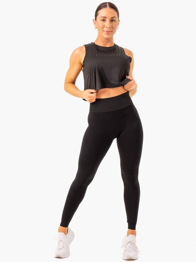 Black Ryderwear Women Leggings Honeycomb Scrunch Seamless Women's Leggings | AU1760XF