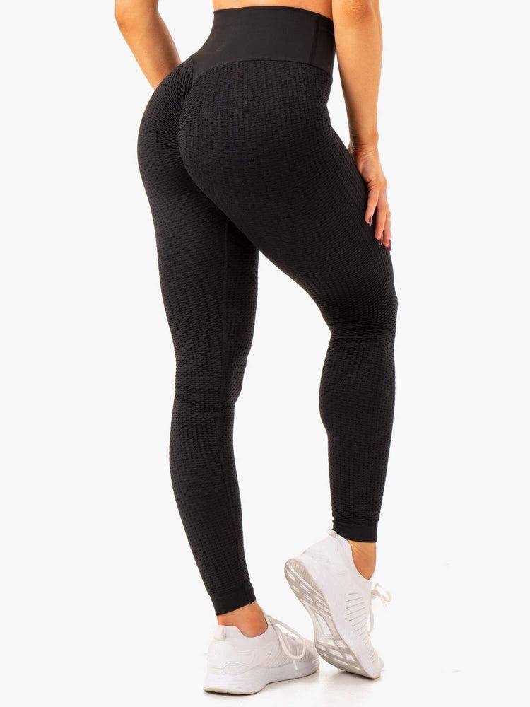 Black Ryderwear Women Leggings Honeycomb Scrunch Seamless Women\'s Leggings | AU1760XF