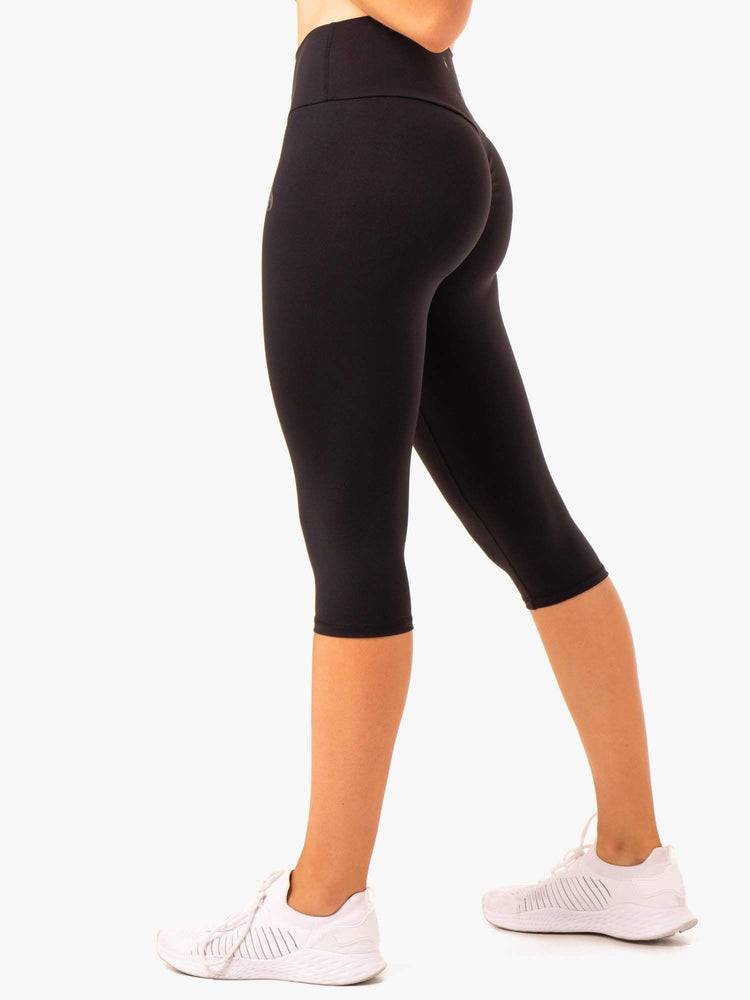 Black Ryderwear Women Leggings Reset High Waisted Scrunch Capri Women's Leggings | AU1840VD