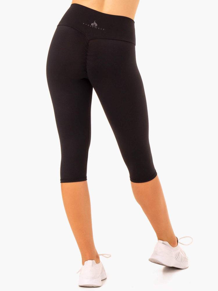 Black Ryderwear Women Leggings Reset High Waisted Scrunch Capri Women's Leggings | AU1840VD