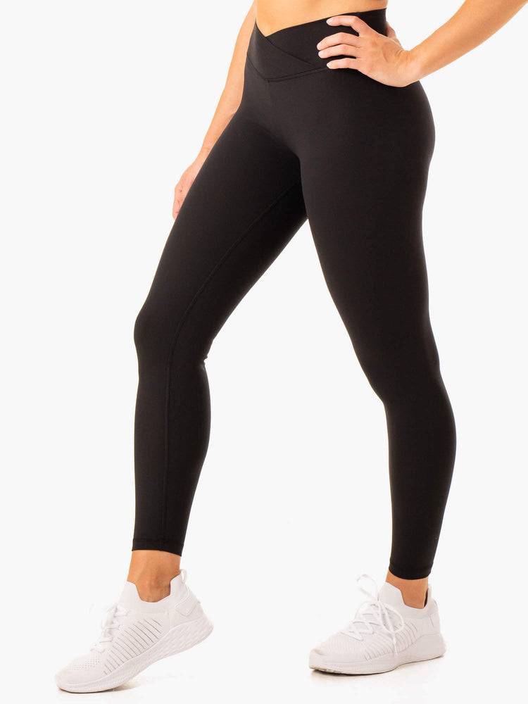 Black Ryderwear Women Leggings Serene Cross Over Scrunch Women's Leggings | AU1814VD