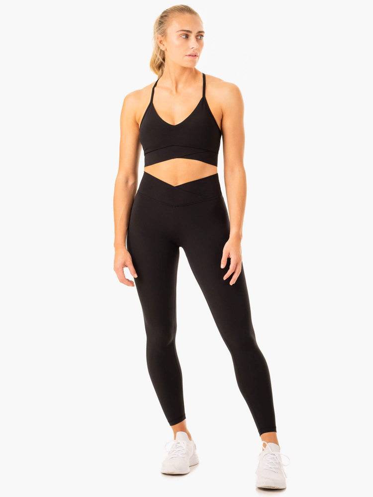 Black Ryderwear Women Leggings Serene Cross Over Scrunch Women's Leggings | AU1814VD