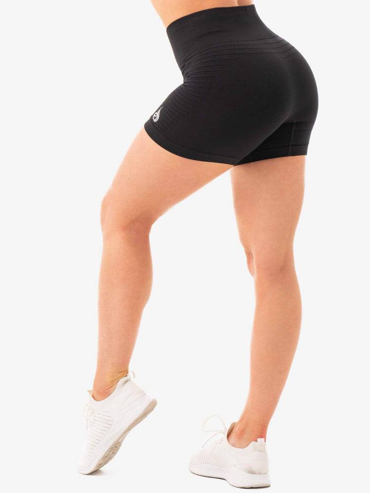 Black Ryderwear Women Shorts Geo Seamless High Waisted Women's Shorts | AU2044LH