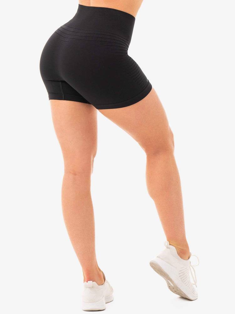 Black Ryderwear Women Shorts Geo Seamless High Waisted Women's Shorts | AU2044LH