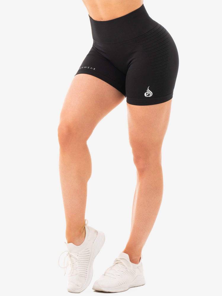 Black Ryderwear Women Shorts Geo Seamless High Waisted Women\'s Shorts | AU2044LH