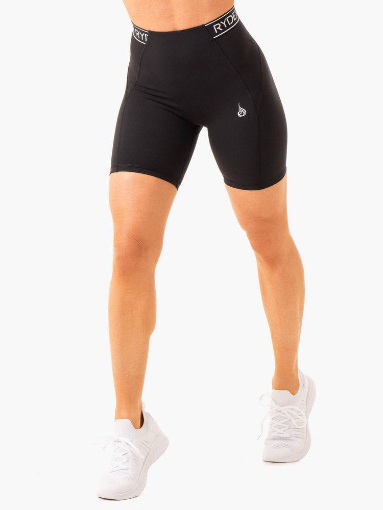 Black Ryderwear Women Shorts Level Up High Waisted Scrunch Women's Shorts | AU2024NB