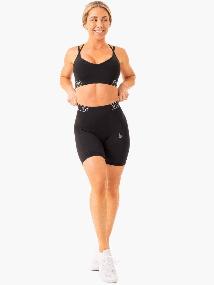 Black Ryderwear Women Shorts Level Up High Waisted Scrunch Women's Shorts | AU2024NB