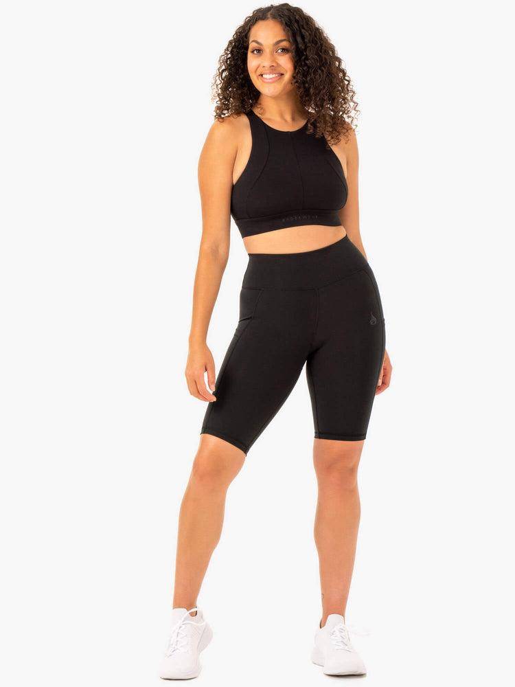 Black Ryderwear Women Shorts Reset High Waisted Pocket Bike Women's Shorts | AU2144GL