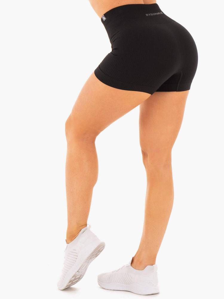 Black Ryderwear Women Shorts Rib Seamless Women's Shorts | AU2205BC