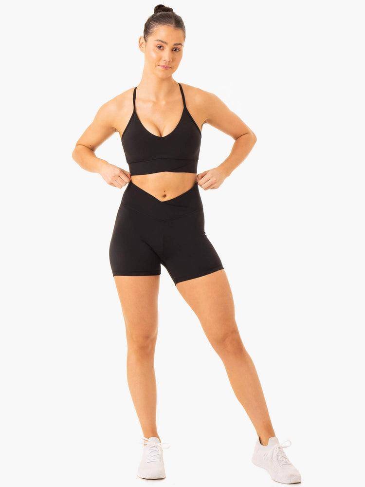 Black Ryderwear Women Shorts Serene Cross Over Scrunch Women's Shorts | AU2106EX