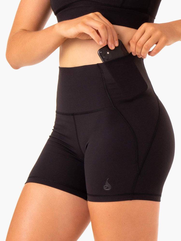 Black Ryderwear Women Shorts Sola High Waisted Women's Shorts | AU2003RW