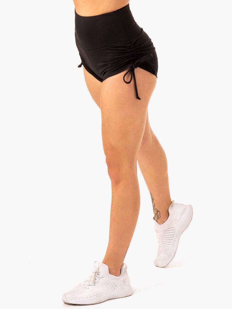 Black Ryderwear Women Shorts Staples Scrunch Bum Tie Up Women's Shorts | AU2187YU