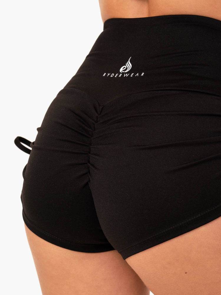 Black Ryderwear Women Shorts Staples Scrunch Bum Tie Up Women's Shorts | AU2187YU