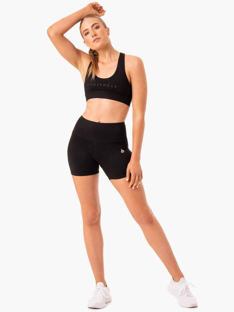 Black Ryderwear Women Shorts Staples Scrunch Bum Mid Length Women's Shorts | AU2201ZG