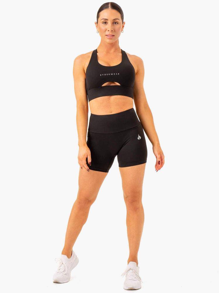 Black Ryderwear Women Shorts Vital Mid Length Scrunch Women's Shorts | AU2175ZG