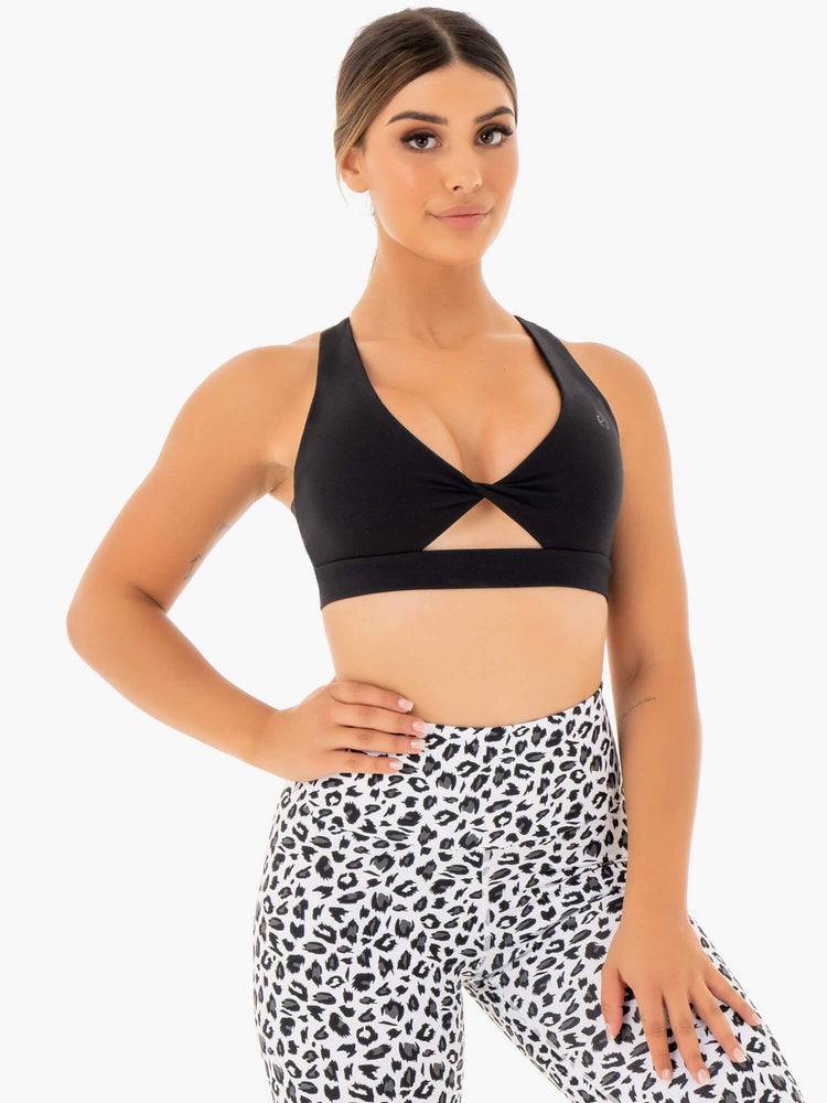 Black Ryderwear Women Sports Bra Adapt Twist Women's Sports Bra | AU2510BC