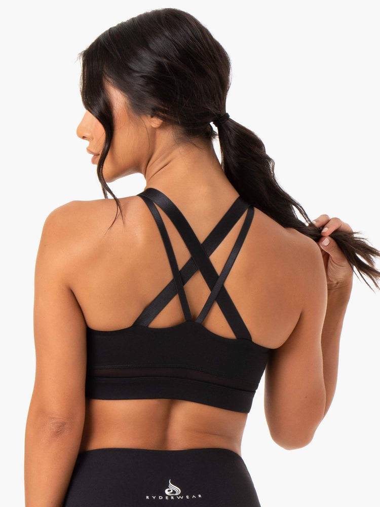 Black Ryderwear Women Sports Bra Amazon Mesh Women's Sports Bra | AU2491JJ