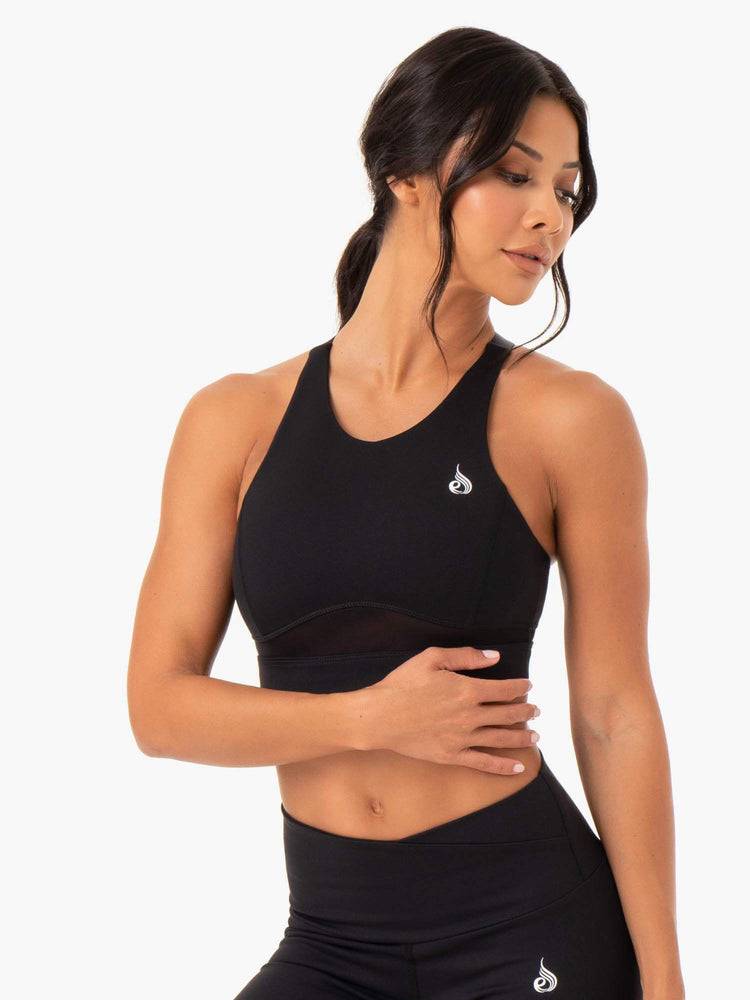 Black Ryderwear Women Sports Bra Amazon Mesh Women's Sports Bra | AU2491JJ