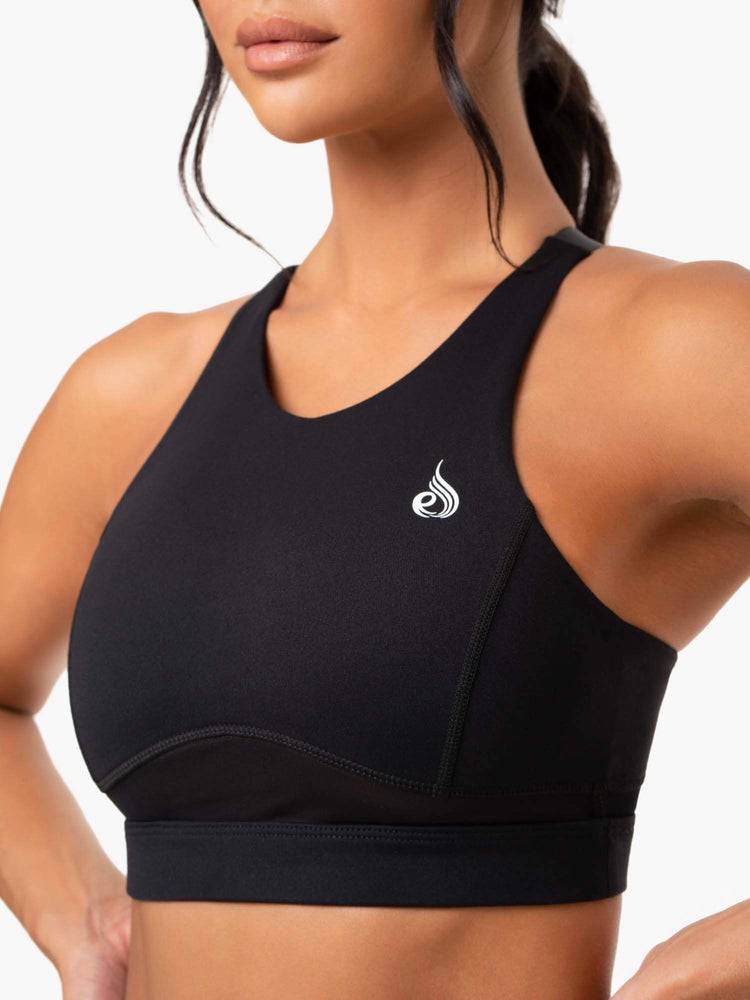 Black Ryderwear Women Sports Bra Amazon Mesh Women's Sports Bra | AU2491JJ