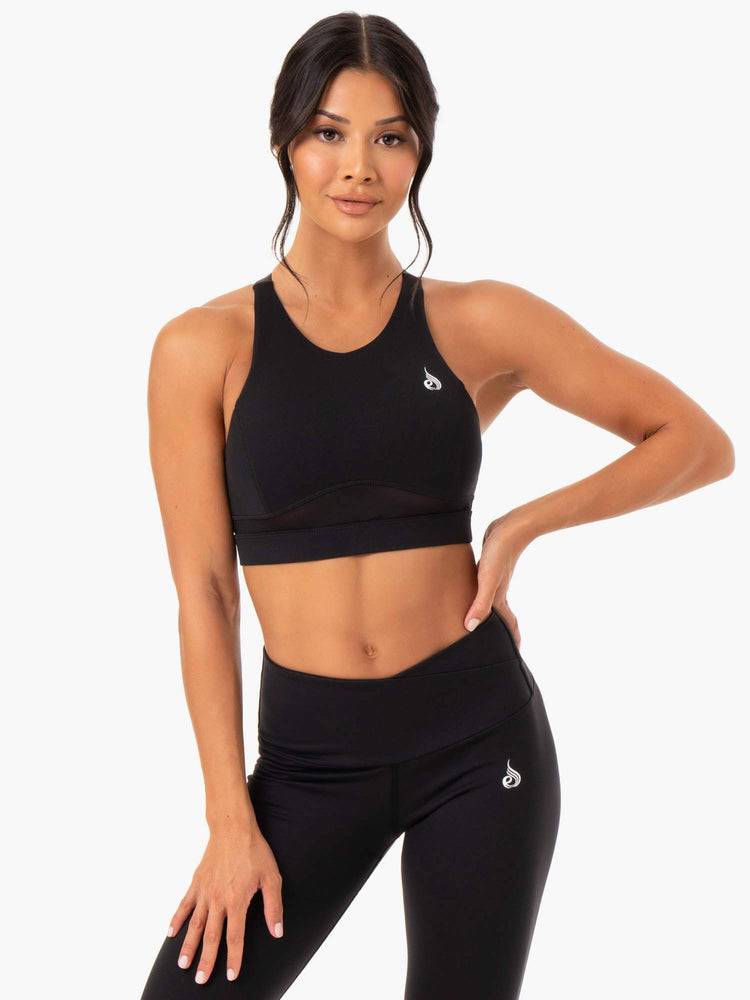 Black Ryderwear Women Sports Bra Amazon Mesh Women\'s Sports Bra | AU2491JJ