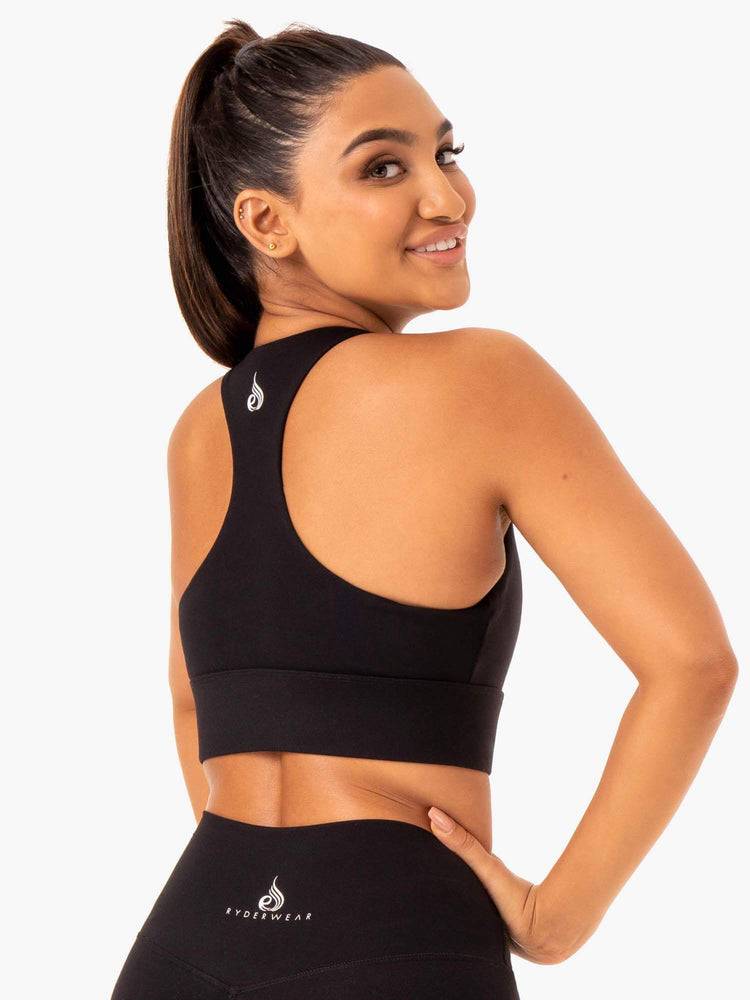 Black Ryderwear Women Sports Bra Base Racer Back Women's Sports Bra | AU2545GL