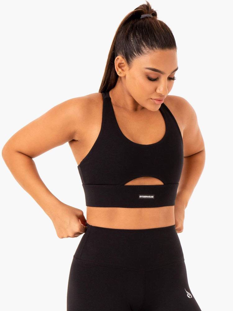 Black Ryderwear Women Sports Bra Base Racer Back Women's Sports Bra | AU2545GL