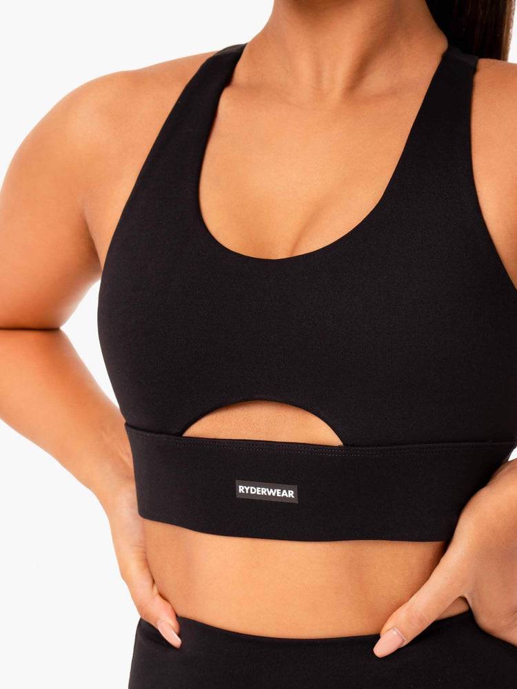 Black Ryderwear Women Sports Bra Base Racer Back Women's Sports Bra | AU2545GL