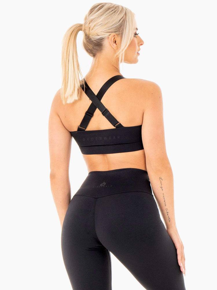 Black Ryderwear Women Sports Bra Collide Mesh Contour Women's Sports Bra | AU2415GL