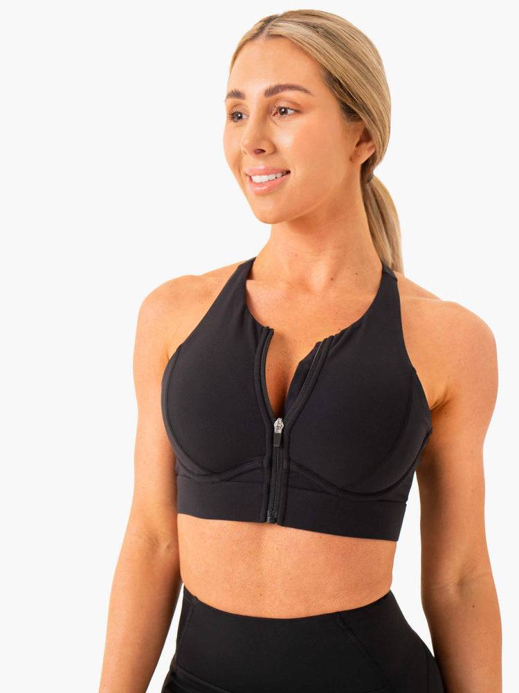 Black Ryderwear Women Sports Bra Critical High Impact Women's Sports Bra | AU2274GL