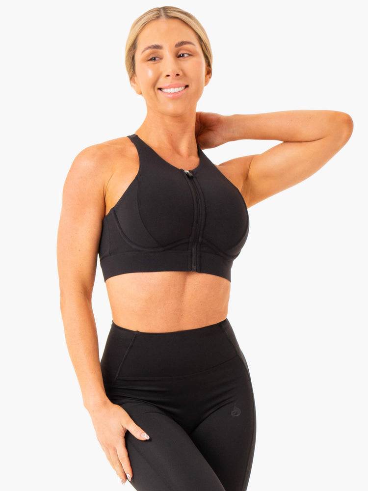 Black Ryderwear Women Sports Bra Critical High Impact Women's Sports Bra | AU2274GL