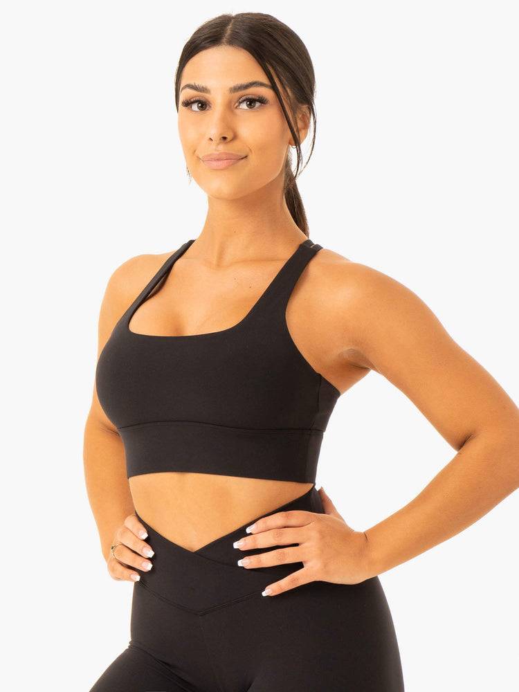 Black Ryderwear Women Sports Bra Flow Square Neck Women's Sports Bra | AU2264TV