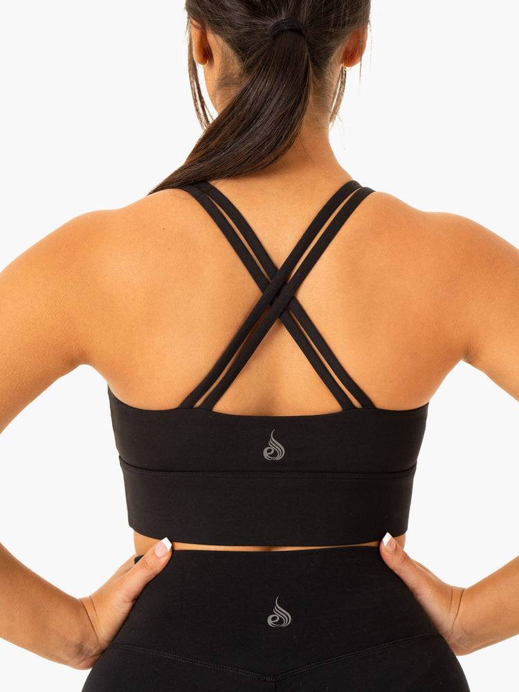 Black Ryderwear Women Sports Bra Flow Square Neck Women's Sports Bra | AU2264TV