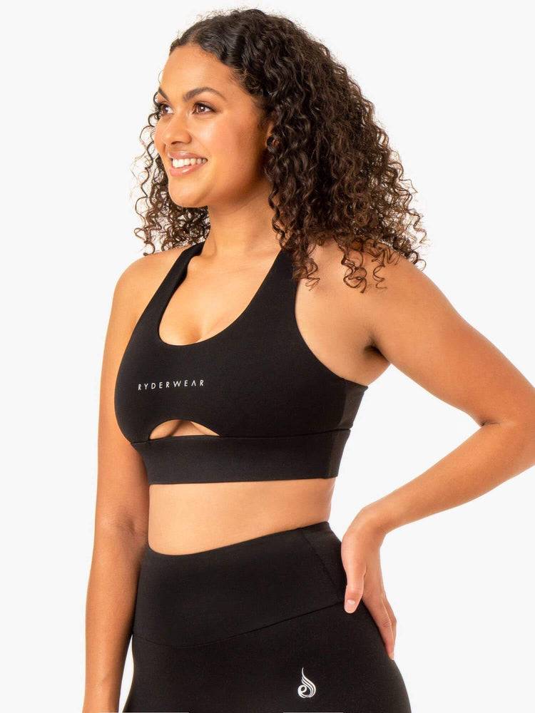 Black Ryderwear Women Sports Bra Focus Contour Women's Sports Bra | AU2437LH