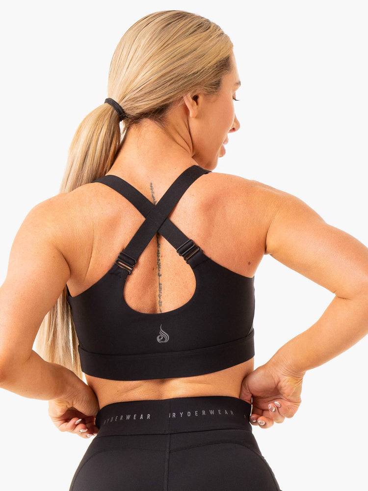 Black Ryderwear Women Sports Bra Heighten High Impact Women's Sports Bra | AU2310NB