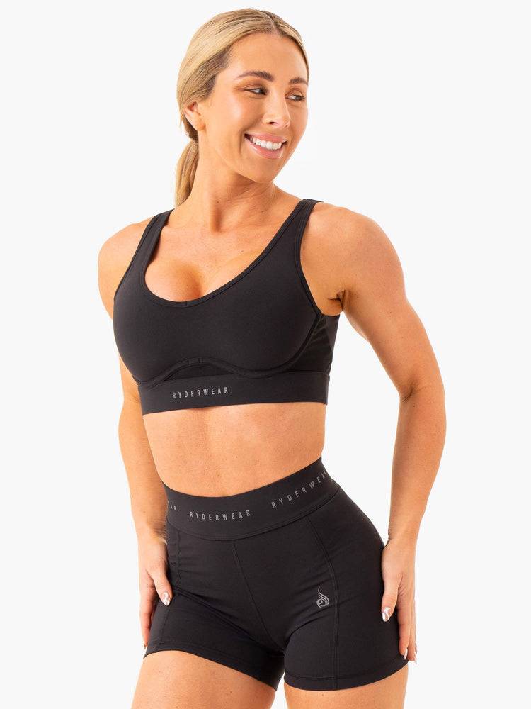 Black Ryderwear Women Sports Bra Heighten High Impact Women's Sports Bra | AU2310NB